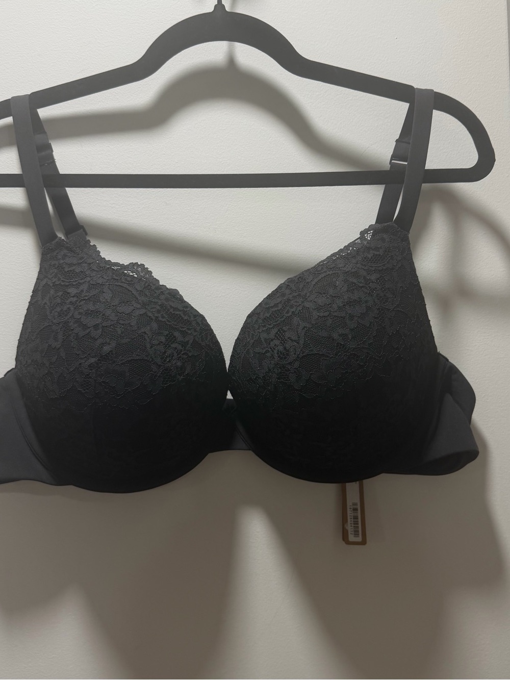 NWT SKIMS Fits Everybody Lace Push-Up Demi Bra - ONYX size 42C